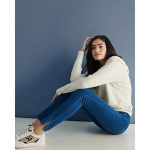 Express Mid Rise Raw Hem Slit Ankle Skinny Jeans 12